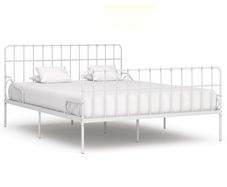 Bed Frame with Slatted Base White Metal 200x200 cm