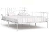 Bed Frame with Slatted Base White Metal 180x200 cm