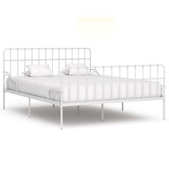 Bed Frame with Slatted Base White Metal 180x200 cm