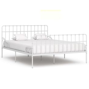 Bed Frame with Slatted Base White Metal 180x200 cm