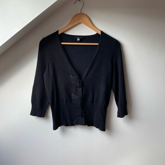 Coast Black Bow Front Short Cardigan