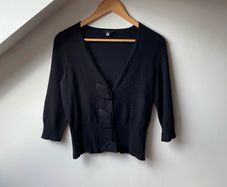 Coast Black Bow Front Short Cardigan