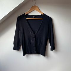 Coast Black Bow Front Short Cardigan