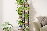 6 Tier Plant Stands Indoor, Corner Shelf Tall Plant Stand for Multiple Indoor Plants, Metal Tiered Display Stand for Living Room Balcony Garden Patio, Brown
