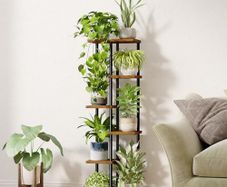 6 Tier Plant Stands Indoor, Corner Shelf Tall Plant Stand for Multiple Indoor Plants, Metal Tiered Display Stand for Living Room Balcony Garden Patio, Brown