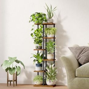 6 Tier Plant Stands Indoor, Corner Shelf Tall Plant Stand for Multiple Indoor Plants, Metal Tiered Display Stand for Living Room Balcony Garden Patio, Brown