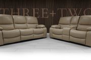 Rita 3+2 True Beige Leather Recliner Sofa Set