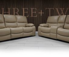 Rita 3+2 True Beige Leather Recliner Sofa Set