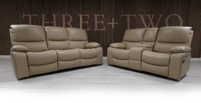 Rita 3+2 True Beige Leather Recliner Sofa Set