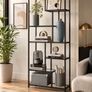 Bookcase with 6 shelves ink black - transparent glass Image 2