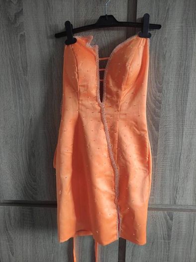 hand made spectacular orange dress size fits xs s worn once