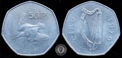 [#322] - Ireland 1979 | Irish 50p | 50 Pence | Woodcock | KM.24