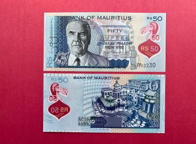 Mauritius   50 Rupees. 2013 Pick  65a Polymer / Plastic .  ( Uncirculated )