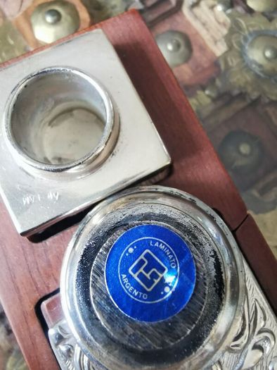 Vintage Italian Silver Laminated Desk Set. Personalised Dr. PL