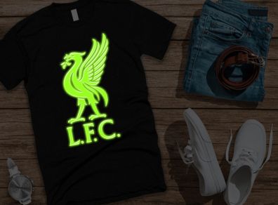 Liverpool glow in the dark t-shirt liverbird t-shirt liverpool t-shirt tee top