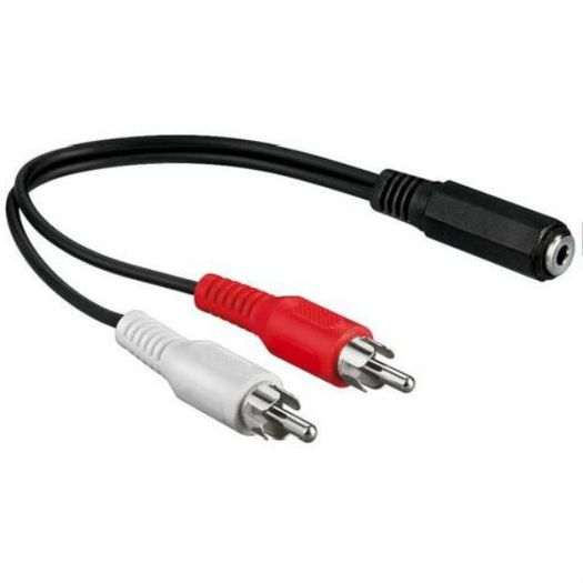 New Amiga Audio Cable Adapter for PC Speakers 2x Male RCA -> 3.5mm Jack Female #87
