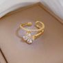 Flower Crystal Adjustable Gold Tone Ring Image 3
