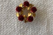 Brooch - Mini Ceramic Red Roses