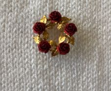 Brooch - Mini Ceramic Red Roses