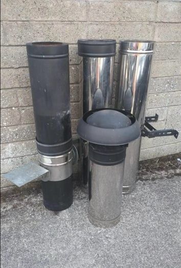 4m Stove Flue System  Twin Wall Insulated Stainless Steel and Fittings