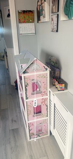 Large 3-Story Wooden Dollhouse with Furniture (1.16m Tall)