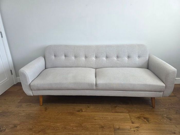 3 Seater Sofa Bed Light Grey Fabric Excellent Condition