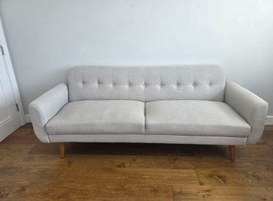 3 Seater Sofa Bed Light Grey Fabric Excellent Condition