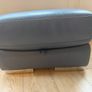 Blue Leather DFS Recliner Sofa & Footstool Image 9