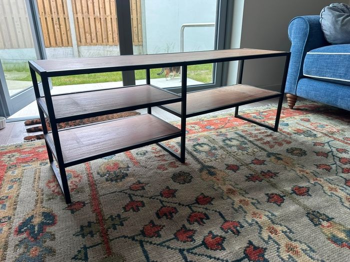 Modern Industrial Metal & Oak TV Unit / Media Console Stand