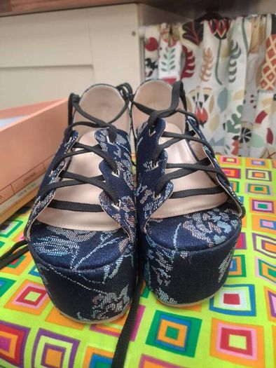Public desire platform denim sandals