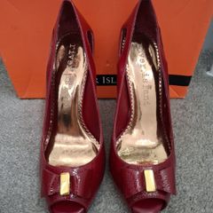 Red peep toe River Island high heels. Size UK5
