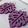 Aubergine Monstera Leaf Earrings Image 4