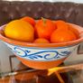 Hand Painted Large Terra Cotta Blue and White Bowl for Salad Pasta Fruits Image 2