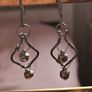 Stainless Steel Earrings with Bells, Handmade Wire Art, Geometric Dangles Image 5