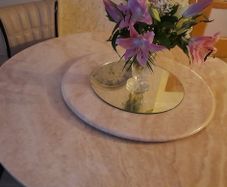 marble table and six chairs