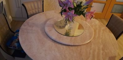 marble table and six chairs
