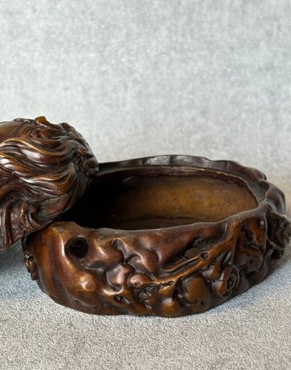 Vintage Chinese Fox And Plum Incense Burner - Patinated Bronze, Signed