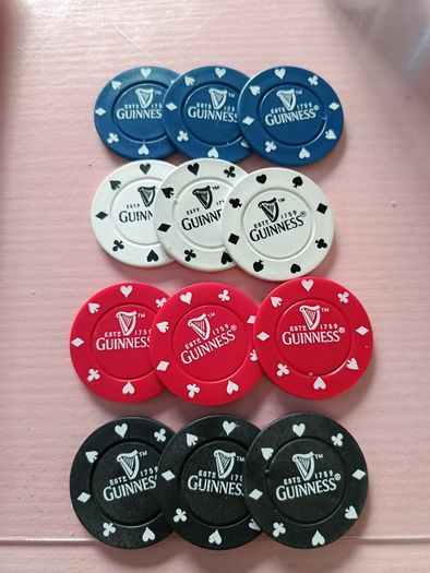 Rare Vintage Guinness Poker Chips  12 Pieces