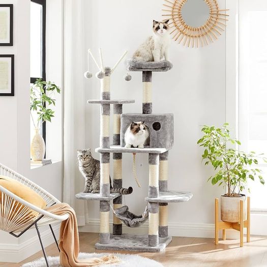 NEW SALE | Cat Tree, Cat Condo with Hammock, Perch, Cat Tower, Light Grey