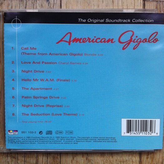 American Gigalo. The Original Soundtrack Collection. CD. Free Postage!