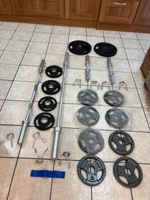 Additional Olympic Bars And Numerous Plates Set, Great Collection Or In Addition To Existing Set!!!