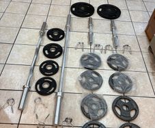 Additional Olympic Bars And Numerous Plates Set, Great Collection Or In Addition To Existing Set!!!