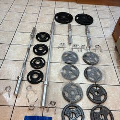 Additional Olympic Bars And Numerous Plates Set, Great Collection Or In Addition To Existing Set!!!