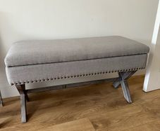 Grey Upholstered Storage Bench