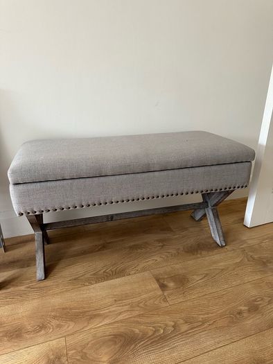 Grey Upholstered Storage Bench