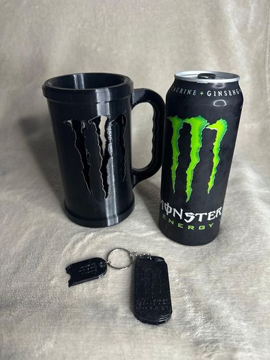 Monster Energy Can Holder Mug with Keychain | Gamer Desk Accessory