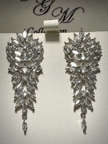 Earrings Cubic Zirconia Dangle Silver Tone