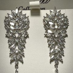 Earrings Cubic Zirconia Dangle Silver Tone