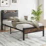 3ft Single Bed Frame with Storage Headboard,Heavy Duty Metal Upholstered Platform Bed Frame,Mattress Foundation/Strong Steel Slat Support/Under-bed Storage/Easy Assembly Image 8