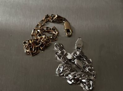 Italian Cuban Link Bracelet Bundle 9K Gold & 925 Silver